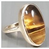 Tested 10K gold ring s/w cabochon tiger eye-