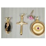 Sm Gp 10K gold jewelry incl cross pendant-