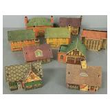 9 vintage Built-Rite Toys paper litho houses &