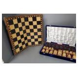 Carved Asian chess set w/chess board- 6"H