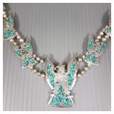 Vintage sterling silver & turquoise inlay Zuni