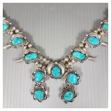 Vintage sterling silver & turquoise Navajo squash