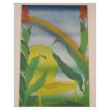 T. Rickers vintage signed gouache painting on