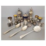 Gp sterling silver items incl shakers, cups,