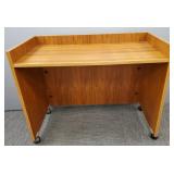 Teak Danish style rolling desk/ stand- 29"H 36"W