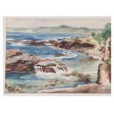 A. DeWesse signed watercolor- shoreline scene-