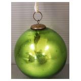 Vintage green glass kugel- 4"D