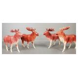 4 vintage Japan celluloid reindeer figures (as