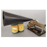 Antique Busy-Bee gramophone cylinder phono w/ 2
