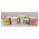 5 vintage, etc. minnow buckets incl "The Clipper"