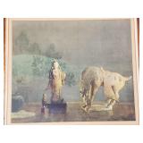 Vintage Pushman pencil signed colored print