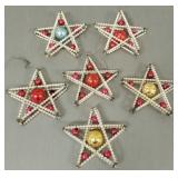 6 vintage Czech glass star ornaments- 4"D
