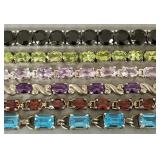 6 sterling silver bracelets s/w asst. colored