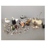 Group miniature bird, etc figures incl signed Ross