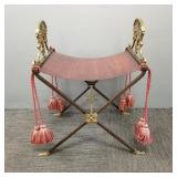 Vintage ornate brass bench in manner of Oscar