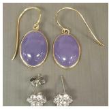 2 pr 14K gold earrings; 4.2g total- white gold