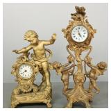 2 metal cupid clocks- 13"H tallest