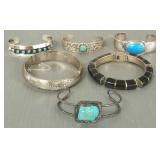 6 sterling silver bracelets s/w turquoise, etc.-