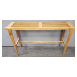 Unusual oak slatted console table- 30"H 53"W 13"D