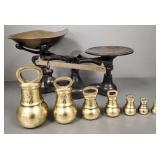 Antique cast iron balance scale w/ brass pan-
