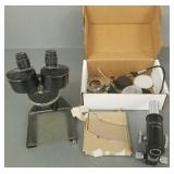 Vintage Spencer stereo microscope & group