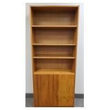 Danish style teak bookshelf cabinet- 60"H 30 1/2"W