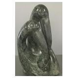 Lg heavy carved stone sculpture- 2 birds- 16"H
