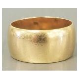 18k gold wide ring band- 8g, sz 6 3/4, 3/8"W