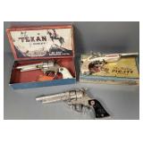 3 vintage cap guns incl Hubley cast iron Texan