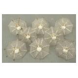 8 filigree spider web place card holders- 2"D