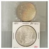 2 Morgan silver dollars incl 1880-O & 1885