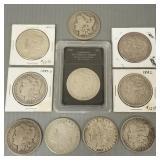 10 asst. Morgan silver dollars