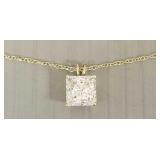 14K gold pendant necklace s/w cz 2.1g; 18" chain