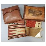 5 Asst accent pillows- some leather- largest 20"x