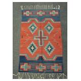 Southwest woven Navajo style rug 59"x 37"-
