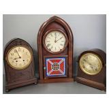 3 vintage/ antique mantle clocks incl Seth Thomas,