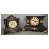 2 antique iron case mantle clocks incl Ansonia (as