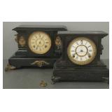 2 antique Ansonia iron cased mantle clocks-