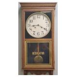 Antique oak regulator wall clock- 36"H