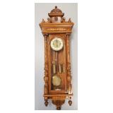 Carved walnut 3 weight Vienna regulator wall