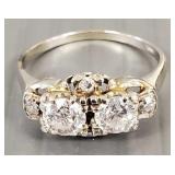 Antique 14K white gold & natural diamond ring-