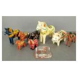 9 Swedish painted animals incl horses, etc-