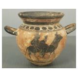 Small Greek black figure pot w/ handles-