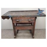 Wooden work bench w/ drawer 32"T 42"L 22"D