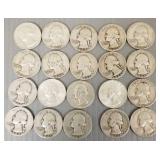 20 U.S. silver Washington quarters