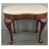Queen Anne style mahogany bench- 18"H 21"W