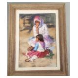Southwest signed painting under glass- mother &