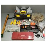 Gp incl tackle box w/ some tackle, a cant hook,