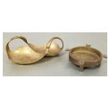 2 brass items incl trench art ashtray & swan bowl-