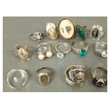 14 asst. sterling silver rings- some s/w stones,